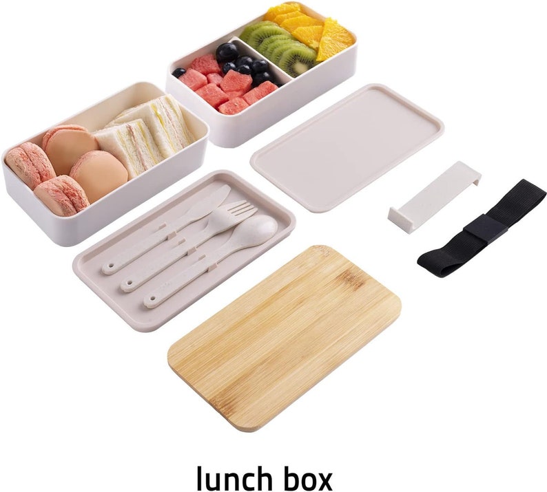 Boîte à déjeuner personnalisée à 2 couches avec couvercle en bambou gravé Boîte à bento élégante pour adultes avec boîte à déjeuner personnalisée avec sac image 8