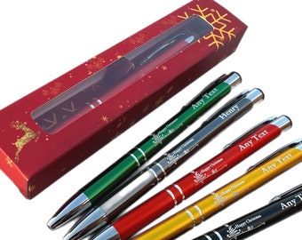 Joyeux cadeau de Noël, stylo gravé | stylo à bille Nom personnalisé Stylo | Stylo gravé | stylos personnalisés, cadeaux de Noël, stylos personnalisés