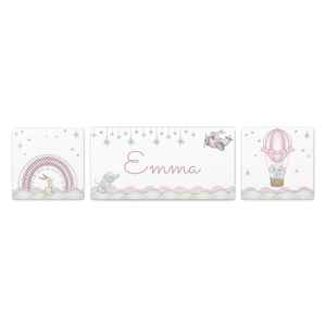 Elegant Pink Nursery Decor for a Babys Dreamy Haven Set of 3 Custom Girls Nursery Name Sign Print Personalized Baby Girl Dreamy Room Decor