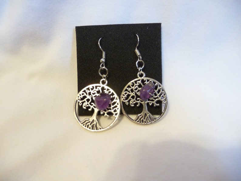 Tree of Life Amethyst Earrings