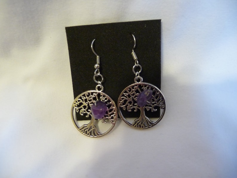 Tree of Life Amethyst Earrings