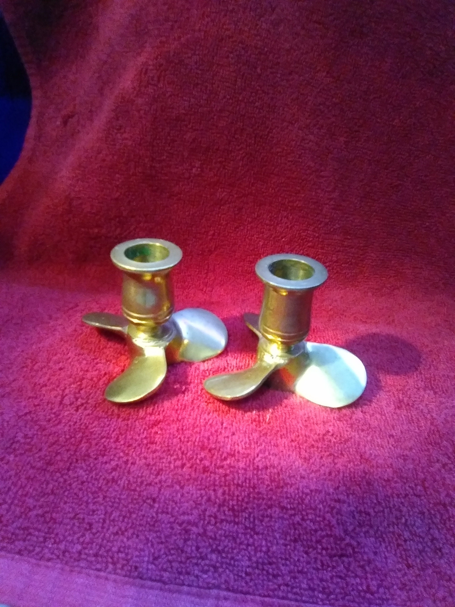 Vintage brass propeller candle holders Etsy