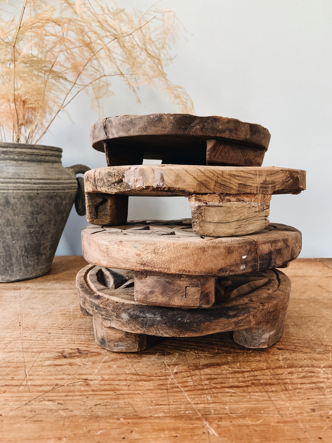 Vintage Rustic Wood Riser Vintage Carved Rustic Wood Decor Etsy