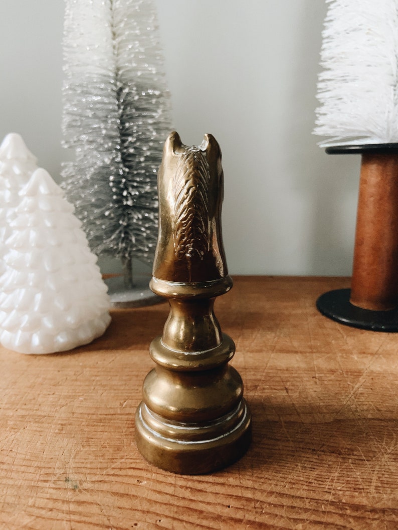 Vintage Chess Knight Horse Desk Accessory Vintage Collectable Brass Decor Paper Weight Vintage Brass Chess Figurine Vintage Brass Knight