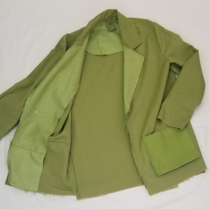 ヴィンテージ グリーン ジップアップジャケット 90's GREEN LEAVES フルジップ コットンフーディージャケット