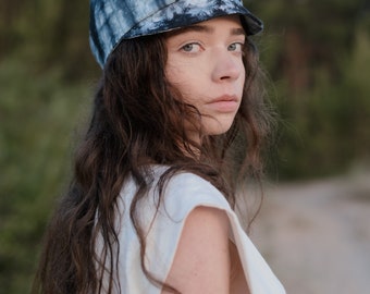 Tie-dye linen cap / batik linen cap