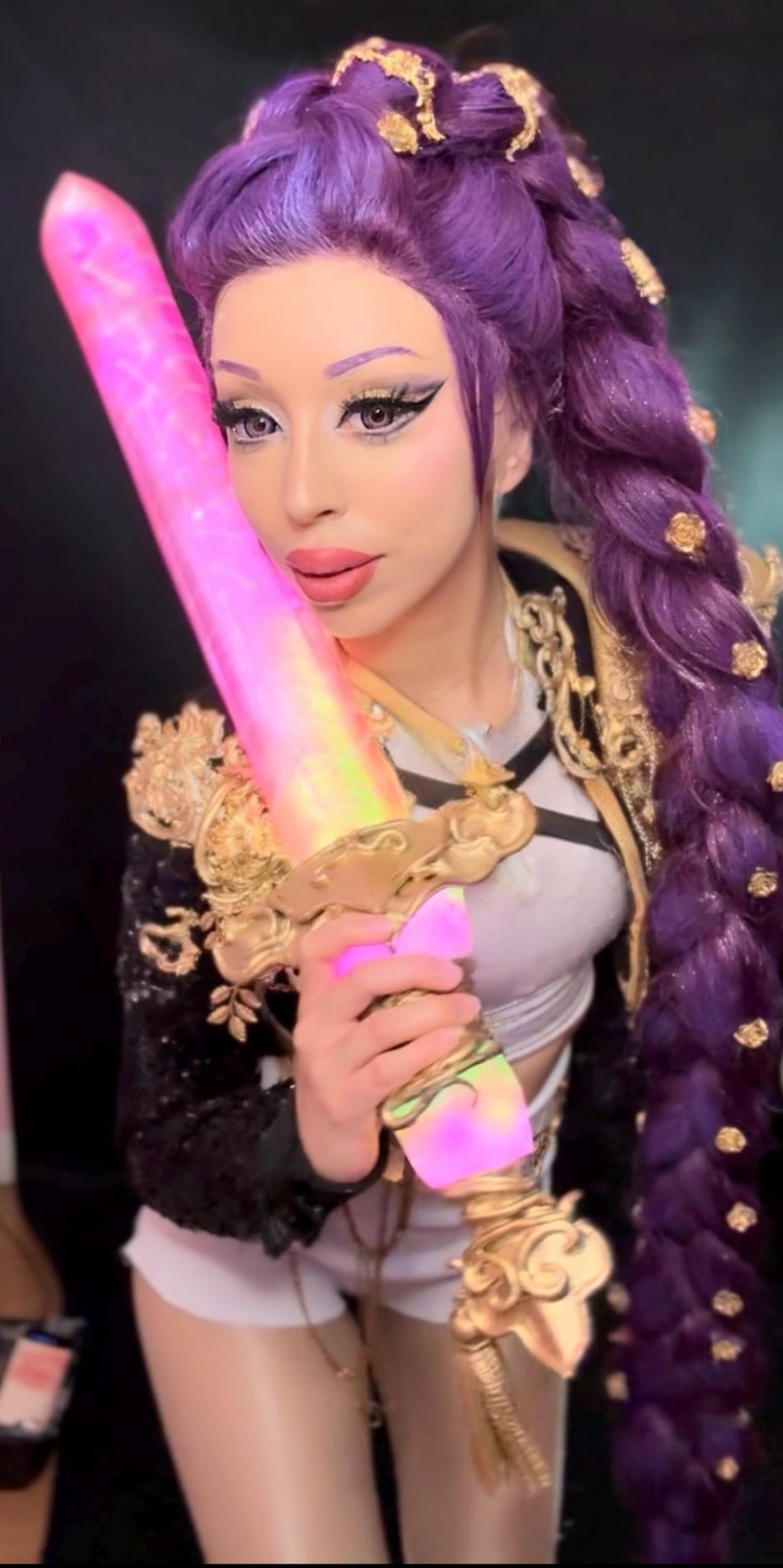 Accessoire Cosplay K-Pop & Halloween - Épées Rumi Luminescentes, 3 Pièces, Gravures Florales, Pour Déguisement Anime Et Chasseur