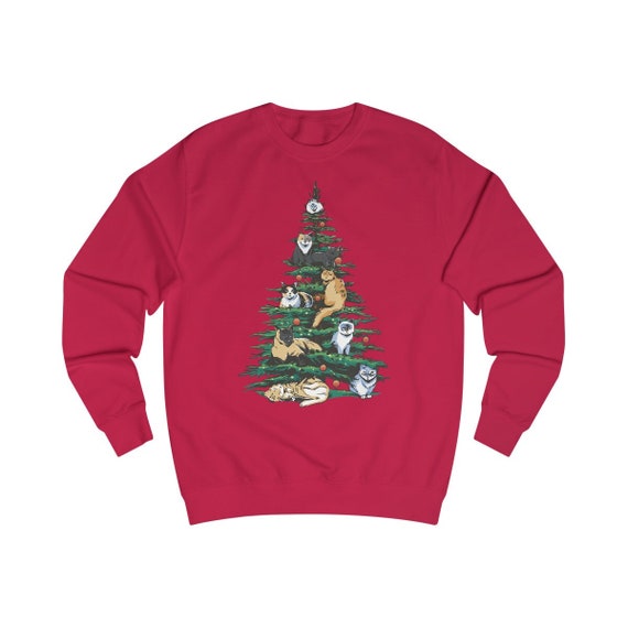 Katzen Tannenbaum Sweatshirt, Ugly Christmas Sweater Kätzchen, Pullover Advent, Geschenk Weihnachten, Xmas Pulli, Weihnachtspulli Cat Lady