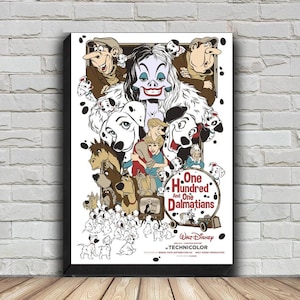 Póster de la película 101 Dálmatas, lienzo de arte mural en HD para decoración del hogar