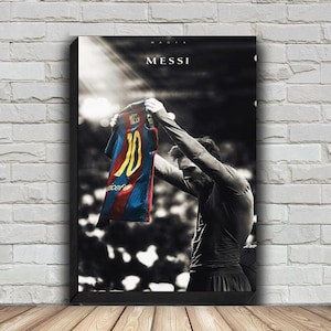 Cartaz de futebol de Lionel Messi, cartaz de esportes, pintura em tela de arte de parede HD para decoração de casa, sem moldura