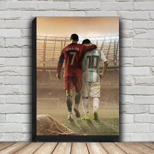 Lionel Messi and Cristiano Ronaldo Football Poster,Sports Poster, HD Wall Art Canvas Painting For Home Decor, No Frame