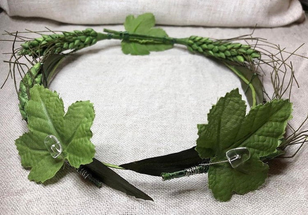 Wheat Sheaf & Vine Leaf Clear Quartz Crystal Hair Circlet Etsy