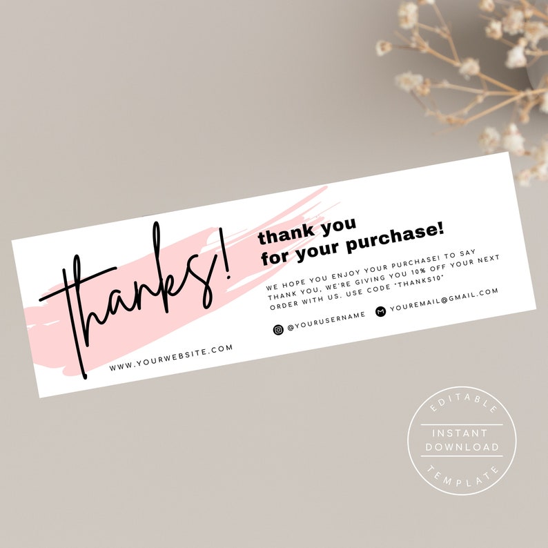 Thank You Voucher for Order Packaging Editable Discount Card - Etsy