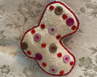 2 Side CUTE Hand Embroidered Bootie Christmas Decoration Ornament Hanging for Decoration