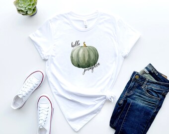 Hello Pumpkin Tee Shirt; Pumpkin shirt; Fall shirt