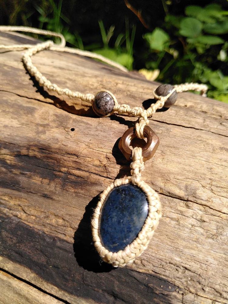 macrame gemstone necklace