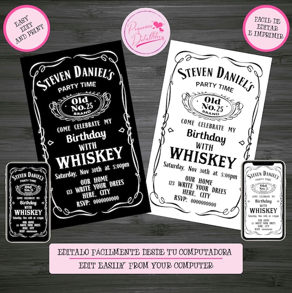 Invitation Jack Daniels Digital Editable Birthday Jack - Etsy
