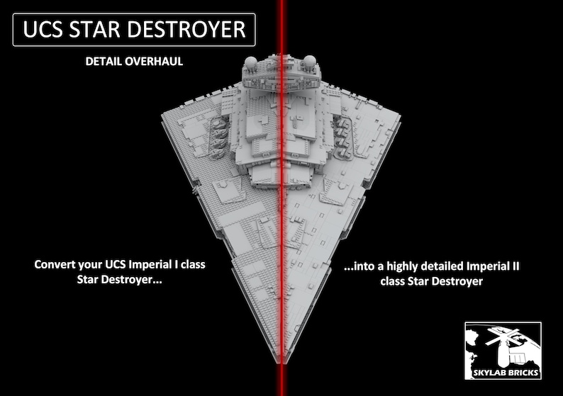 Conversion Instructions for UCS Imperial I Class Star Destroyer to Imperial II class Star Destroyer and Detail Overhaul image 1