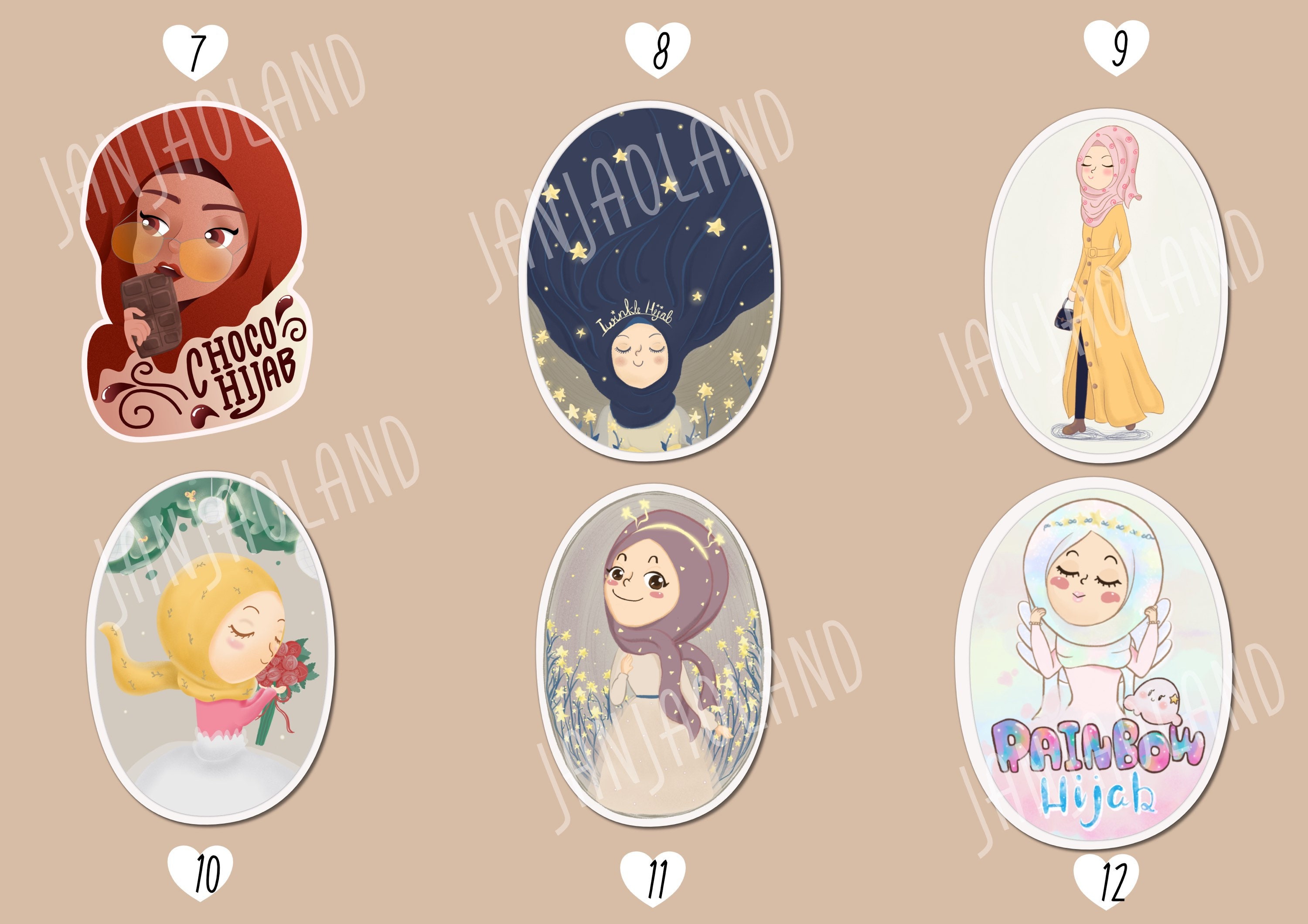 Hijab girl Stickers cute hijab stickers hand draw sticker | Etsy