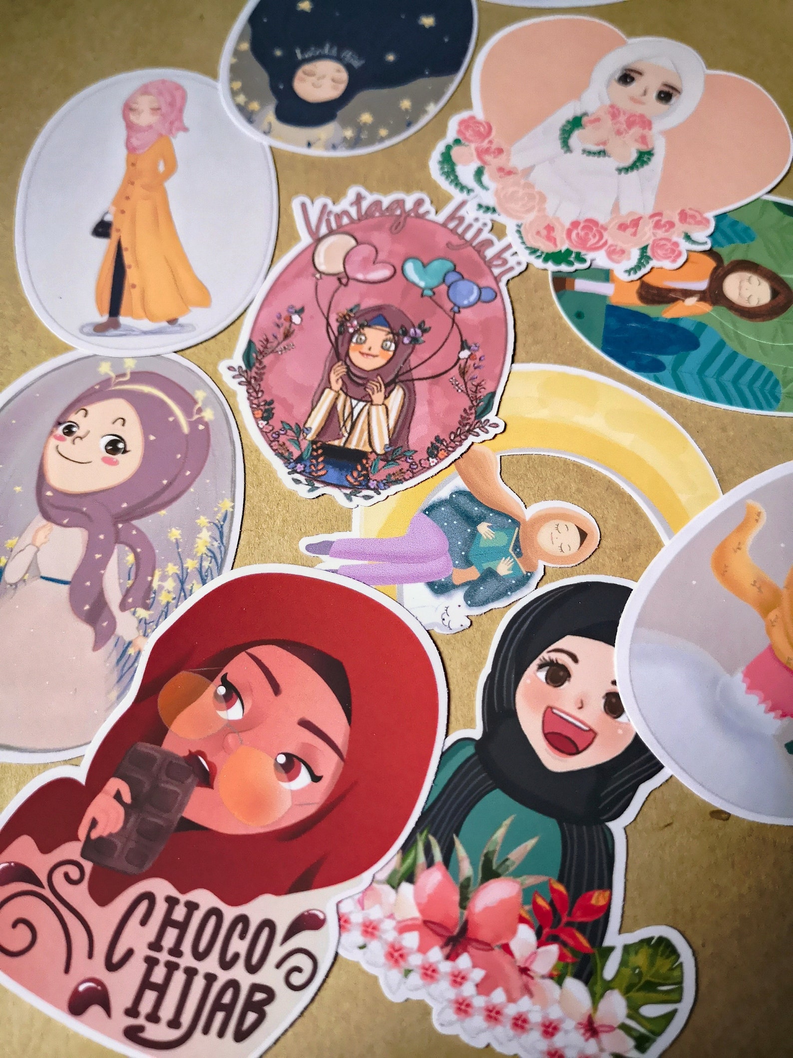 Hijab girl Stickers cute hijab stickers hand draw sticker | Etsy