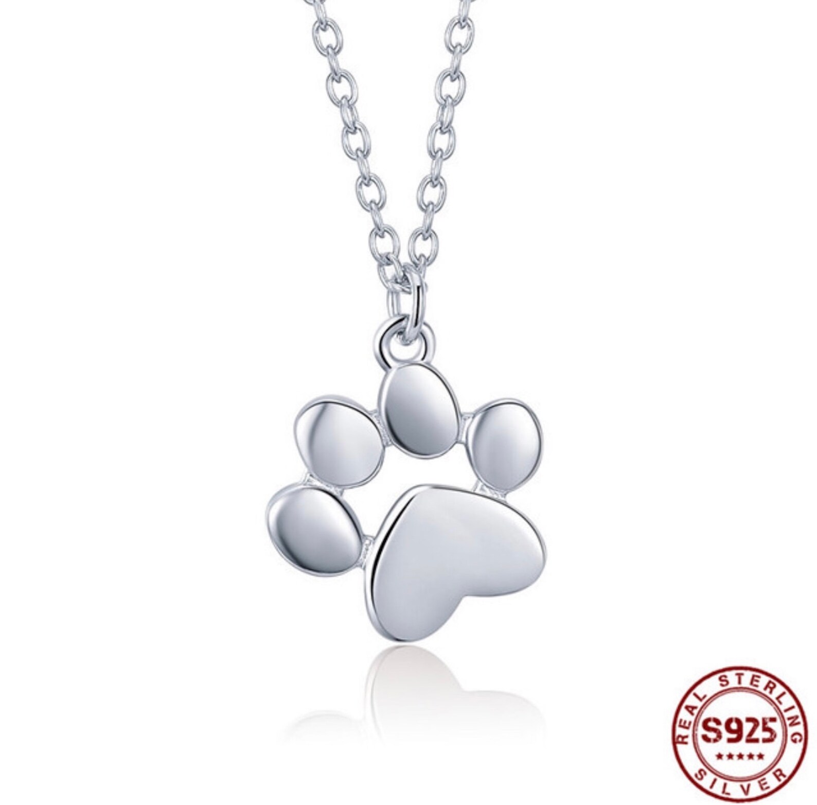 Puppy Paw Necklace Real Sterling Silver Etsy
