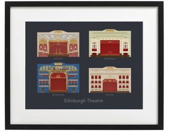 Edinburgh Theatres, A4 Illustrated Art Print