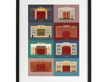 London Theatres, Illustrated Art Print