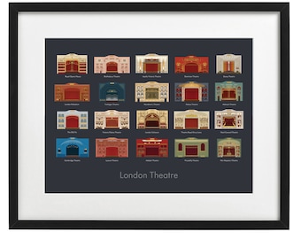 London Theatre Auditoriums, A4 Illustrated Art Print