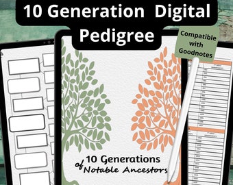 10 Generation Family Tree Chart: Genealogy Research Tracker (Digital Download)