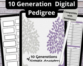 10 Generation Genealogy Chart Template: Ancestry Tracker (Digital Download)
