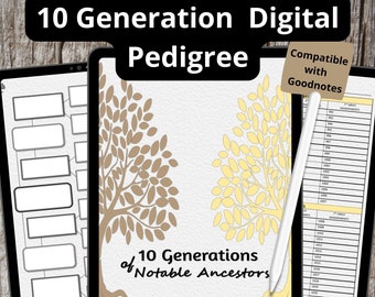 10 Generation Family Tree Chart: Genealogy Research Tracker (Digital Download)