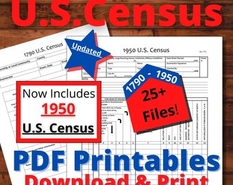US Census Forms: Genealogy Printable Bundle (Digital Download)