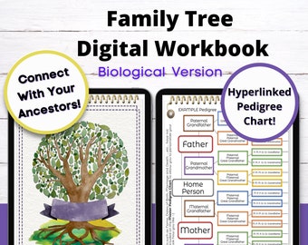 Family Tree Chart: 5-Generation Genealogy Workbook (Digital Download)