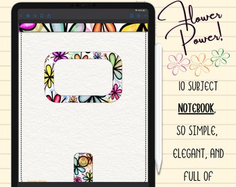Floral 10-Subject Digital Notebook: Hyperlinked Tabs (PDF Download)