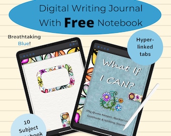 Blue Digital Gratitude Journal: Quote Tracker & Bucket Lists (PDF Download)