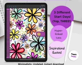 Floral Digital Planner: Undated, Hyperlinked (PDF)