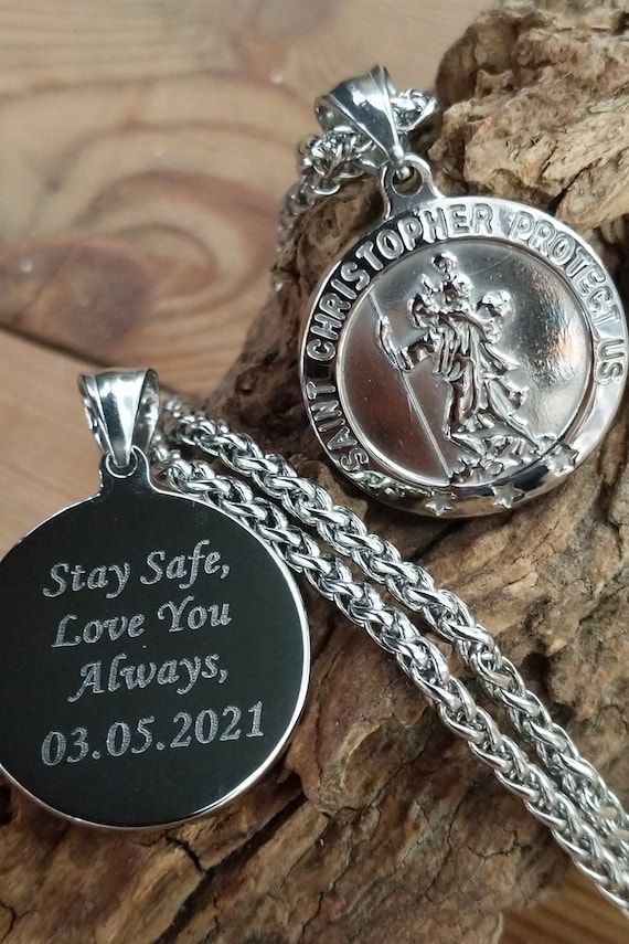 Personalised men's st christopher necklace sale