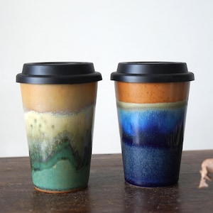Taza de viaje con tapa de silicona, taza de cerámica de viaje, vaso con tapa, taza de viaje para café, taza de viaje para té, taza para viajeros, regalo de Navidad