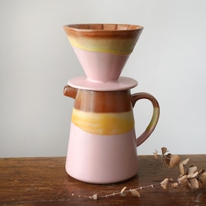 Keramik-Kaffeetropfer-Set, Kaffeekanne, rosa Keramik Pour Over-Kaffeeheber mit Dripper, Pour Over-Kaffeemaschinen-Set, Kaffeetropfer-Geschenkset