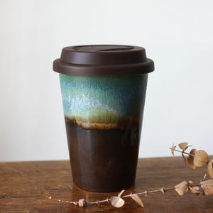 Travel Mug with Silicone Snap Lid,Travel ceramic Mug, Tumbler with lid,Coffee Travel Mug, Tea Travel Mug, Commuter Mug,Birthday gift image 3