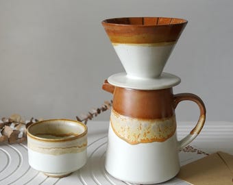 Ceramic Coffee dripper,Jug,White Ceramic Pour Over Coffee Server with Dripper ,Pour Over Coffee Maker /two tumblers,Coffee Dripper Gift Set