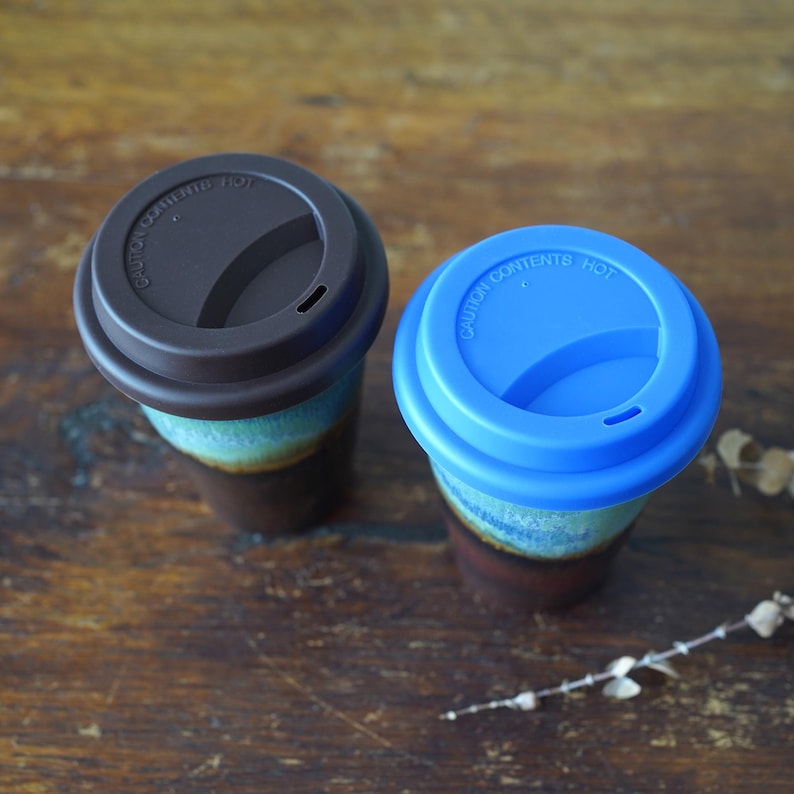 Travel Mug with Silicone Snap Lid,Travel ceramic Mug, Tumbler with lid,Coffee Travel Mug, Tea Travel Mug, Commuter Mug,Birthday gift image 5