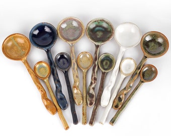 Spoon for Jam,Chutney,Sauces,Spices,Salt,Ceramic Serving Spoons,Appetizers Spoons, stoneware spoon,Dessert Spoons,Country Side Tableware