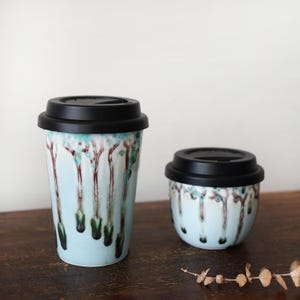 Reisebecher mit Silikon-Schnappdeckel, Reisekeramikbecher, Becher mit Deckel, Kaffee-Reisebecher, Tee-Reisebecher, Pendlerbecher, Weihnachtsgeschenk