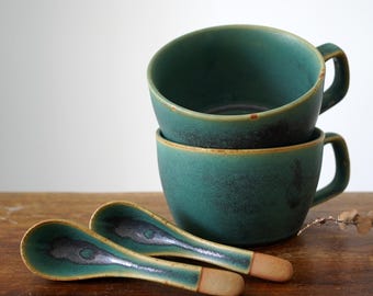 Grande tazza per la colazione, grande ciotola per noodles da 24 once con cucchiaio, ciotola per ramen, tazza per cereali al latte, ciotola per la colazione con finitura smaltata rustica, regalo per la festa del papà