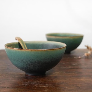 33Oz  Large Ceramic Ramen Bowl with spoon chopstick,Green Noodle bowl,Salad Serving Bowl,Japanese Noodle Soup ,New Home Gift