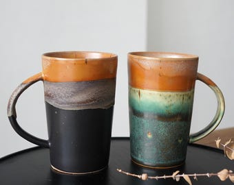 Large mug,Large ceramic mug, Large pottery mug,Large Coffee mug,18 oz Coffee mug, Large handle mug,Blue coffee mug,Birthday Gift