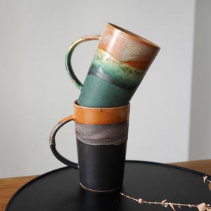 Large mug,Large ceramic mug, Large pottery mug,Large Coffee mug,18 oz Coffee mug, Large handle mug,Blue coffee mug,Birthday Gift