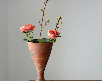 Handmade Rustic Ceramic Flower Vase, Tall Goblet Shape, Wabi-Sabi Ikebana Vase,Japanese Floral Arrangement,Zen Aesthetic,Home Décor,