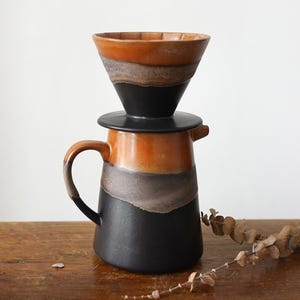 Ensemble de gouttes à café en céramique, verseuse à café en céramique noire avec goutte-à-goutte, ensemble de cafetière avec gouttes, ensemble de gouttes de café en céramique
